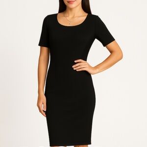 Escada Sport Black Bodycon Dress NWT – Scoop Back, Ribbed Panels, Medium